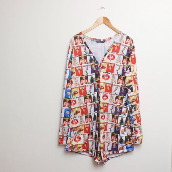 Playboy x Yandy Romper Women 2X Magazine All Over Print - Picture 2 of 11